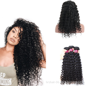 Soft deep curl hair extension new cheap mongolian 360 frontal
